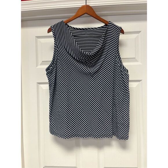 Talbots Navy & White Striped Cowl Neck Sleeveless Top sz 3X - Picture 1 of 5